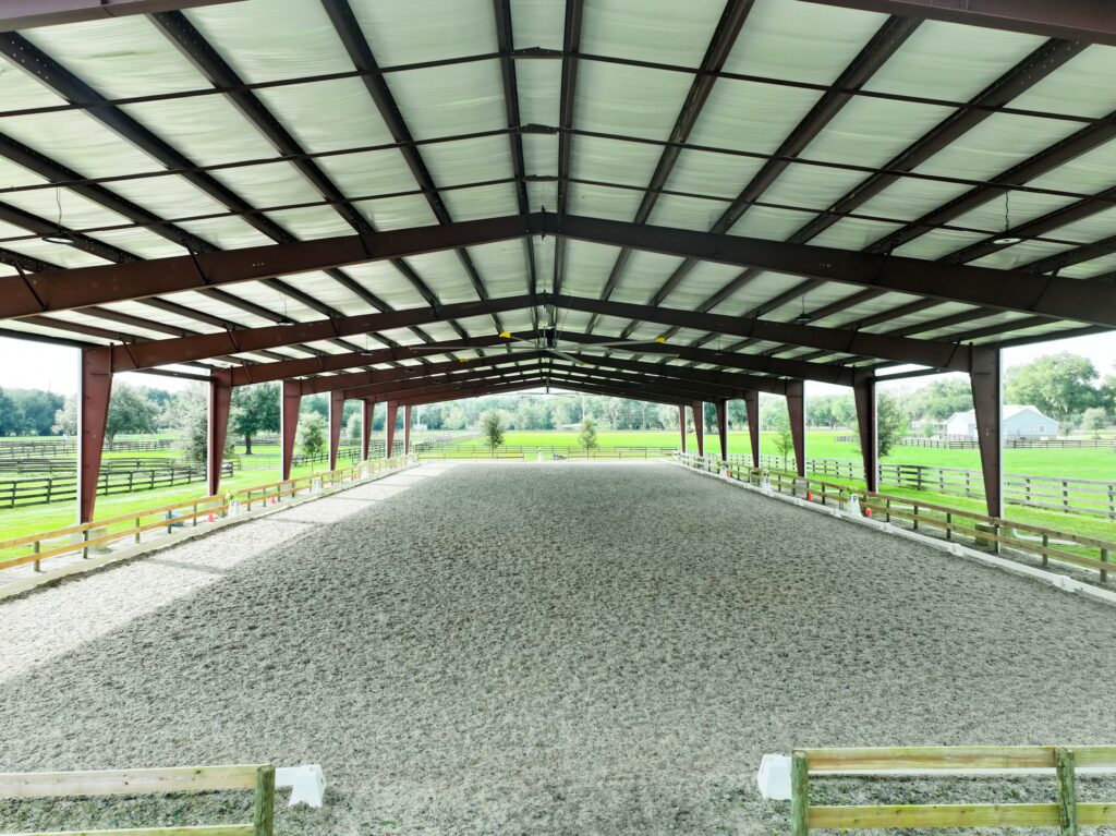 Inside Riding Arena for Equestrian in Ocala, FL by Southern Pro Barns